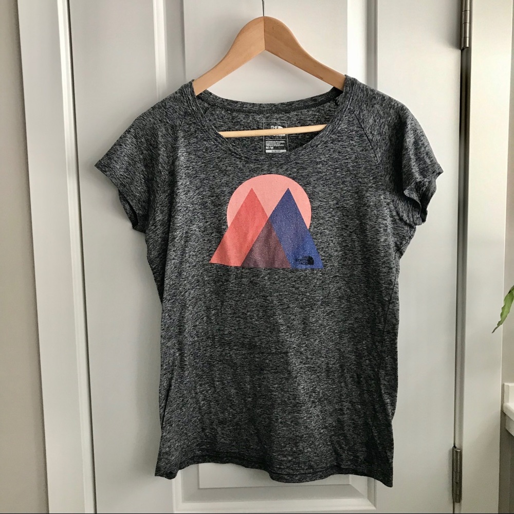 The North Face mountain graphic t-shirt gray EUC